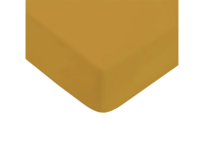 Drap housse uni en coton 57 fils miel 90x190cm