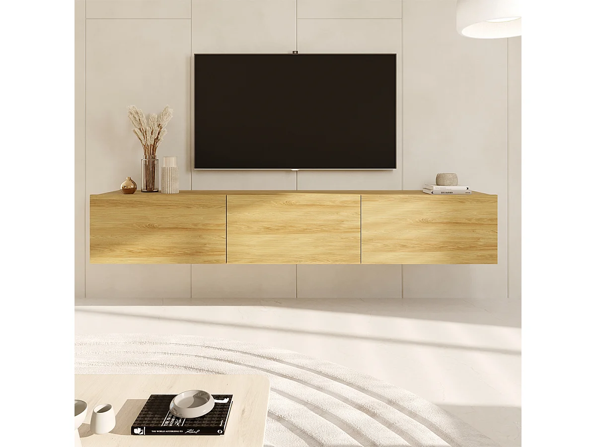 Idao Wood 3-deurs TV-element voor wandmontage, 180 cm