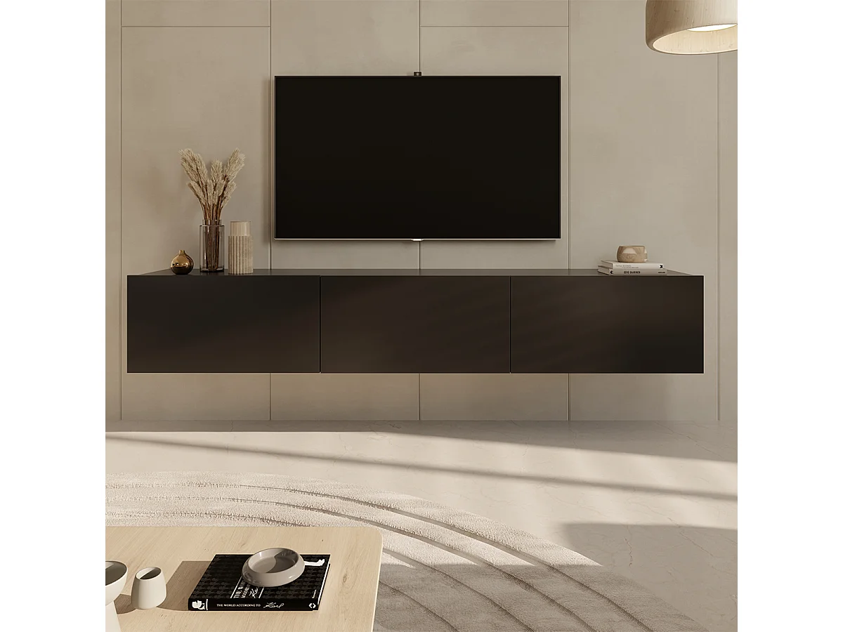 Idao 3-deurs wand TV-meubel 180 cm Zwart