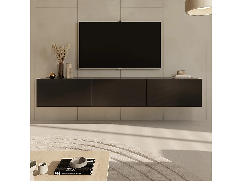 Meuble TV mural 3 portes 180 cm Idao Noir
