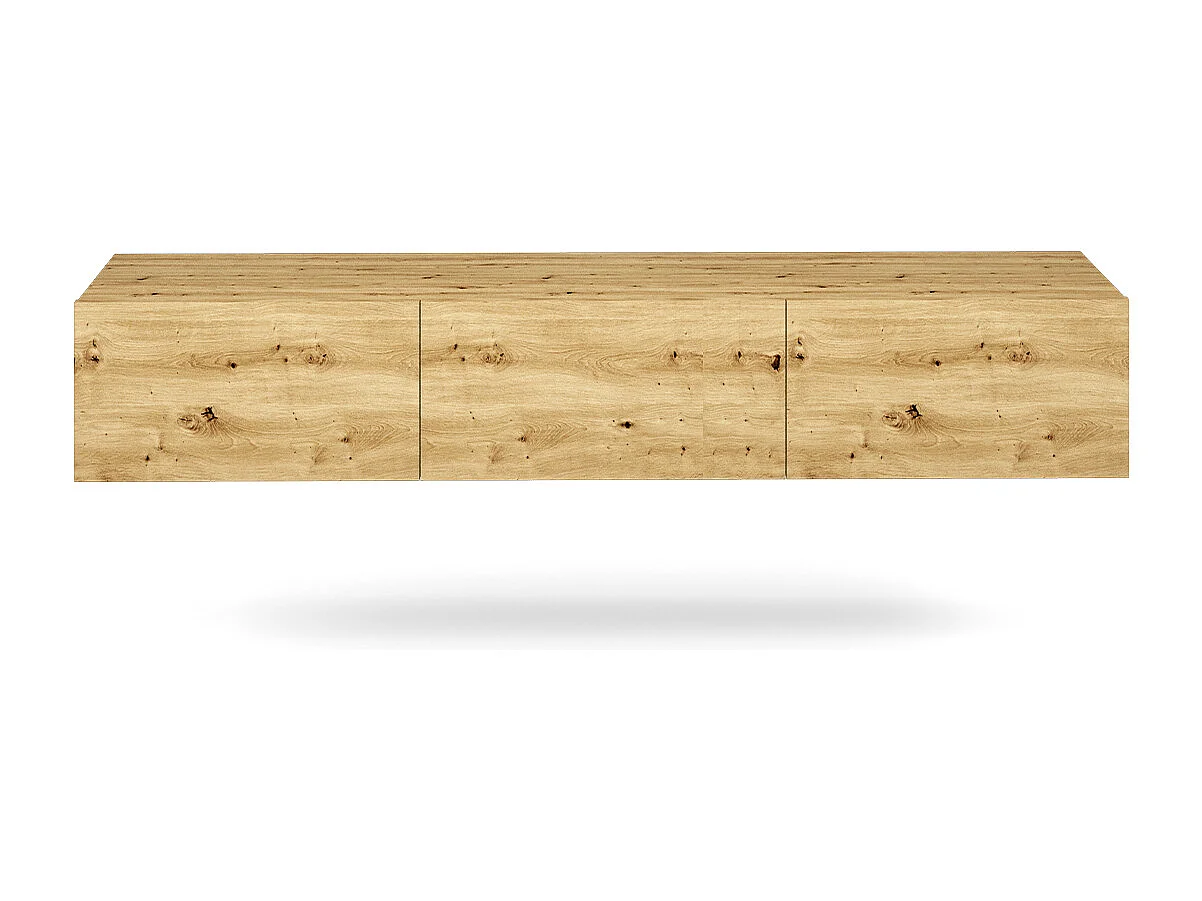 Meuble TV mural 3 portes 180 cm Idao Bois clair