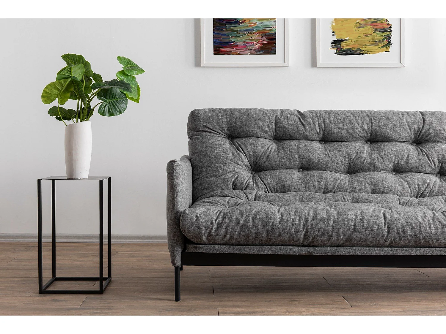 Canapé 3 places convertible Falima Lin Gris clair