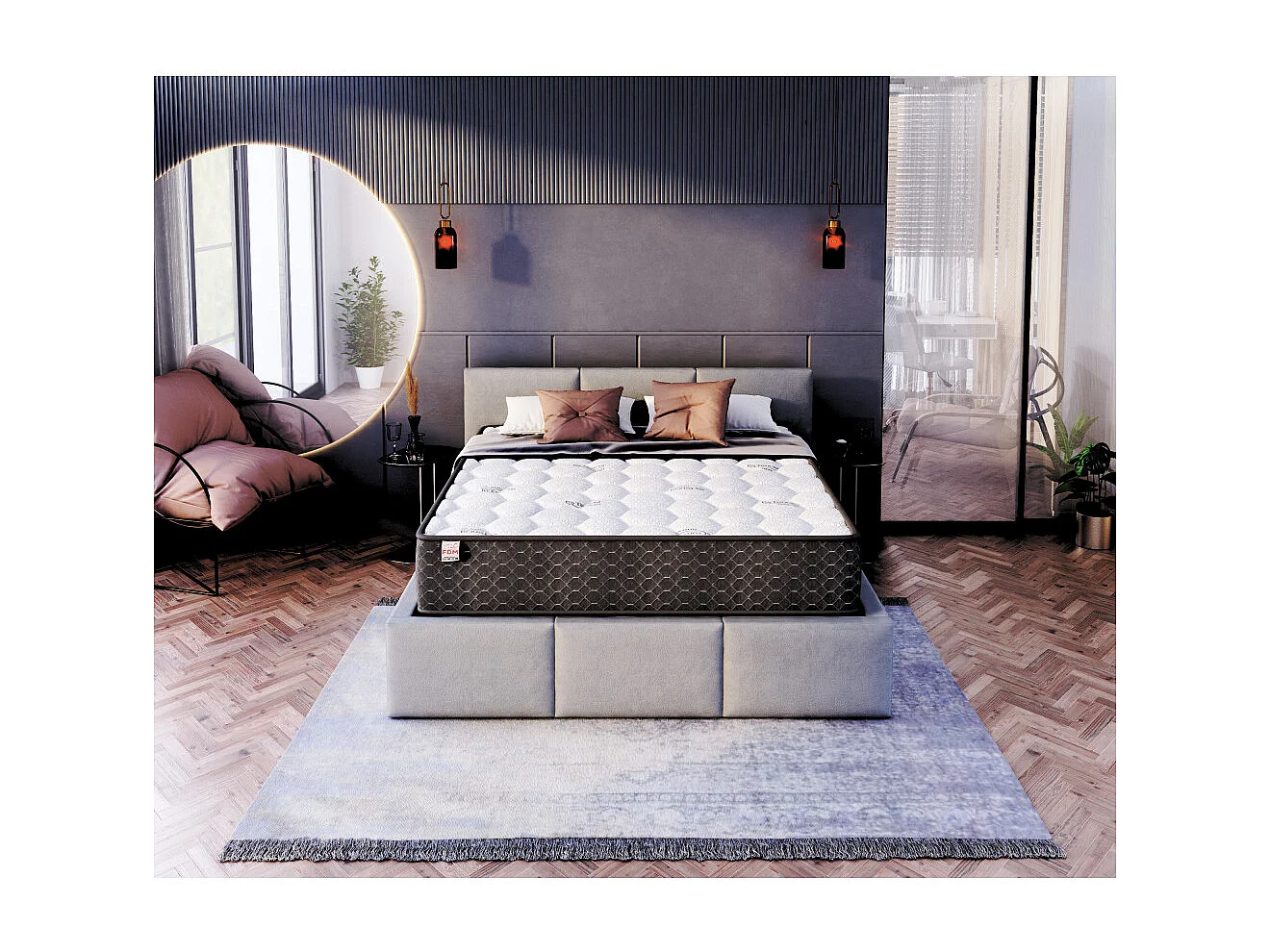 Matelas  COMFORTEO - Mémoire de Forme - Latex - Ressort ensaché - Epaisseur 25 cm -