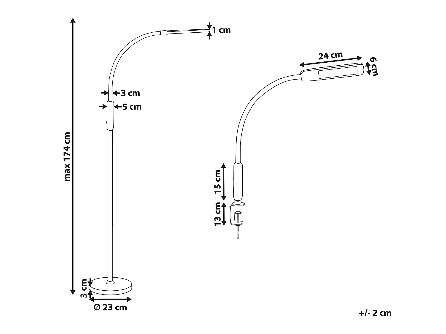 Multifunctionele LED vloer- en plafondlamp APUS Met dimmer Metaal Zwart