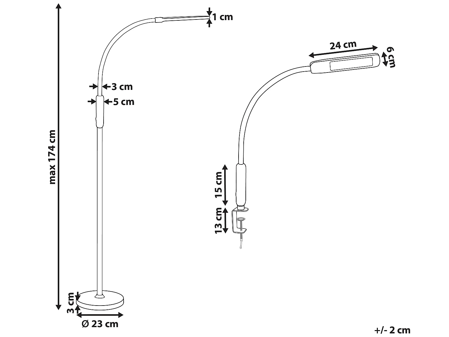 Steh-/Tischlampe LED schwarz 174 cm dimmbar verstellbar klemmbar modern Apus