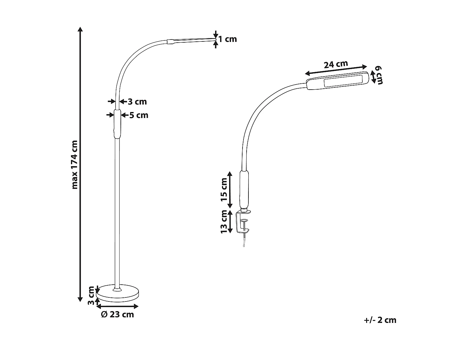 Steh-/Tischlampe LED schwarz 174 cm dimmbar verstellbar klemmbar modern Apus
