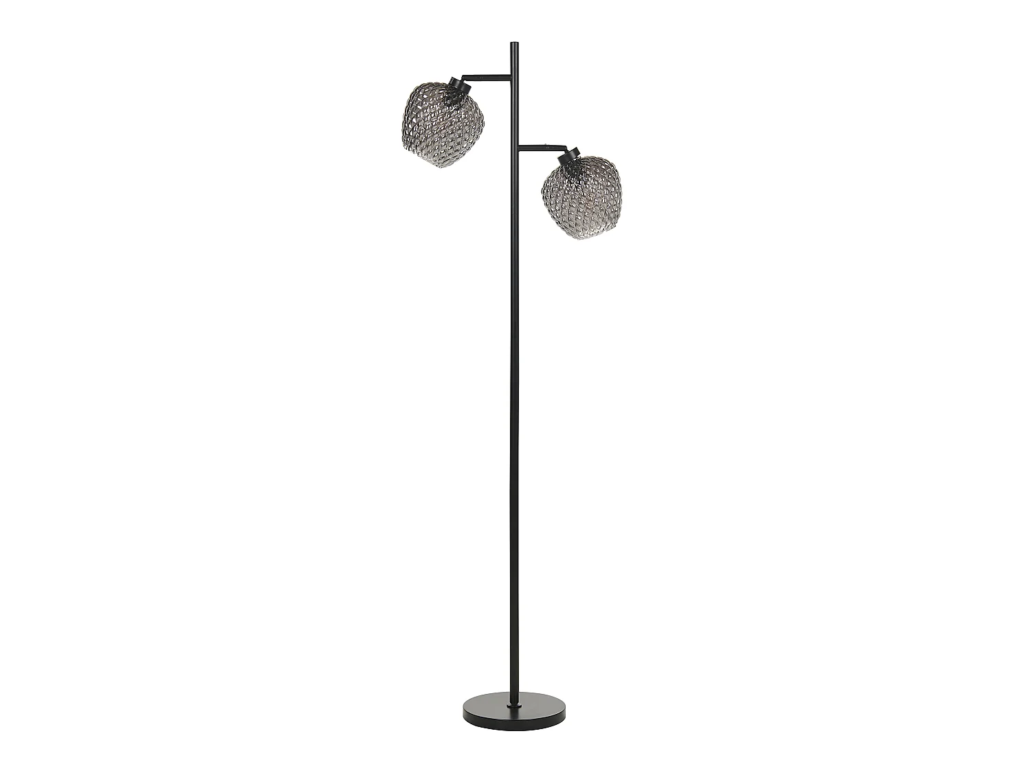 Moderne Stehlampe 2 Lichter Eisensockel Glass Rauchschirm Wohnzimmer Arbeitszimmer Schwarz mit Grau Sherry