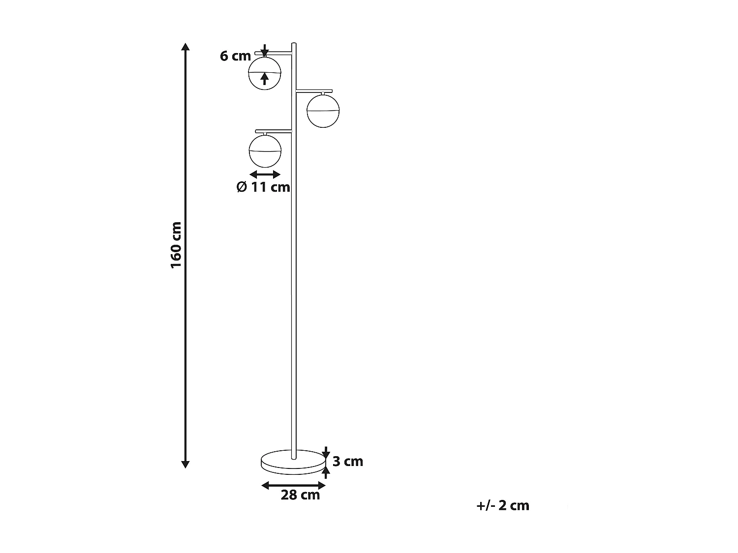 Lampadaire SABINE Métal Doré