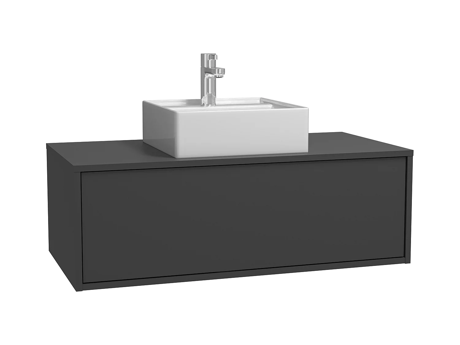 Antracietgrijs hangend badkamermeubel met enkele wastafel - 94 cm - TEANA II