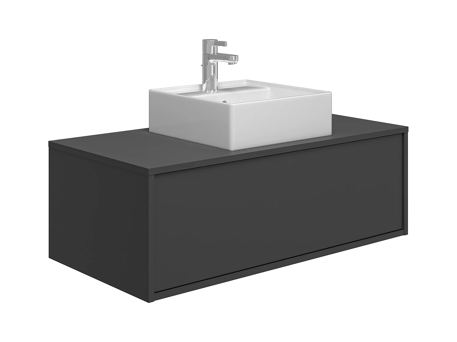 Antracietgrijs hangend badkamermeubel met enkele wastafel - 94 cm - TEANA II