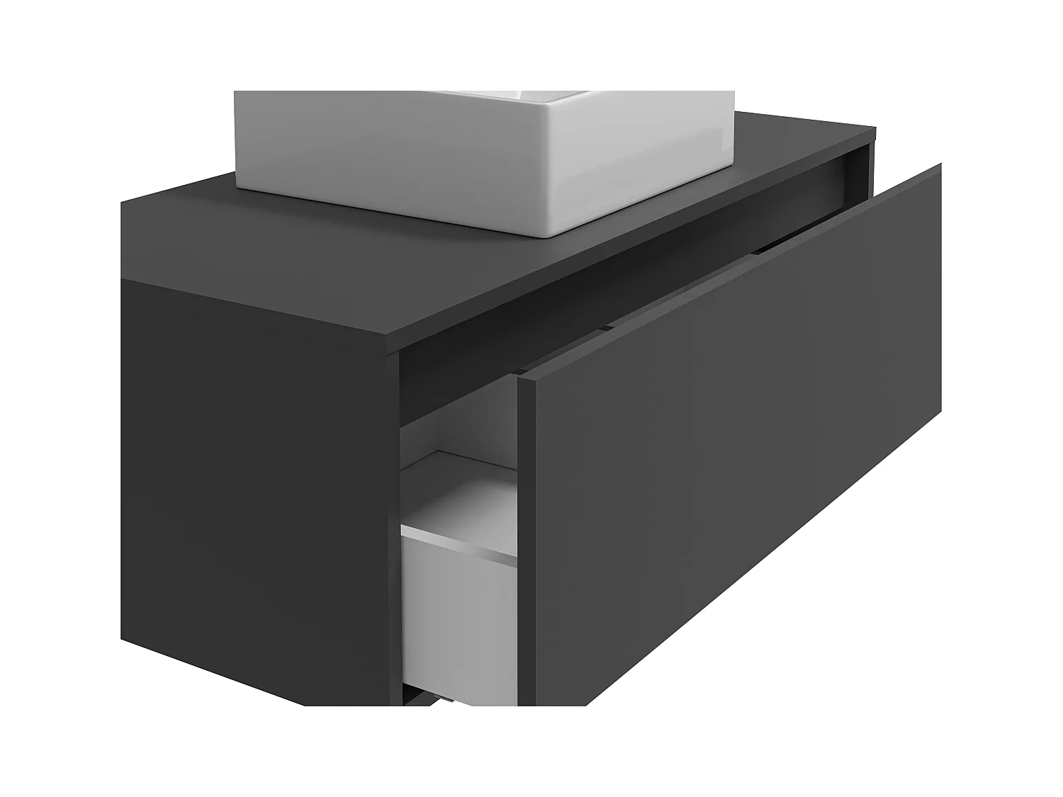 Antracietgrijs hangend badkamermeubel met enkele wastafel - 94 cm - TEANA II