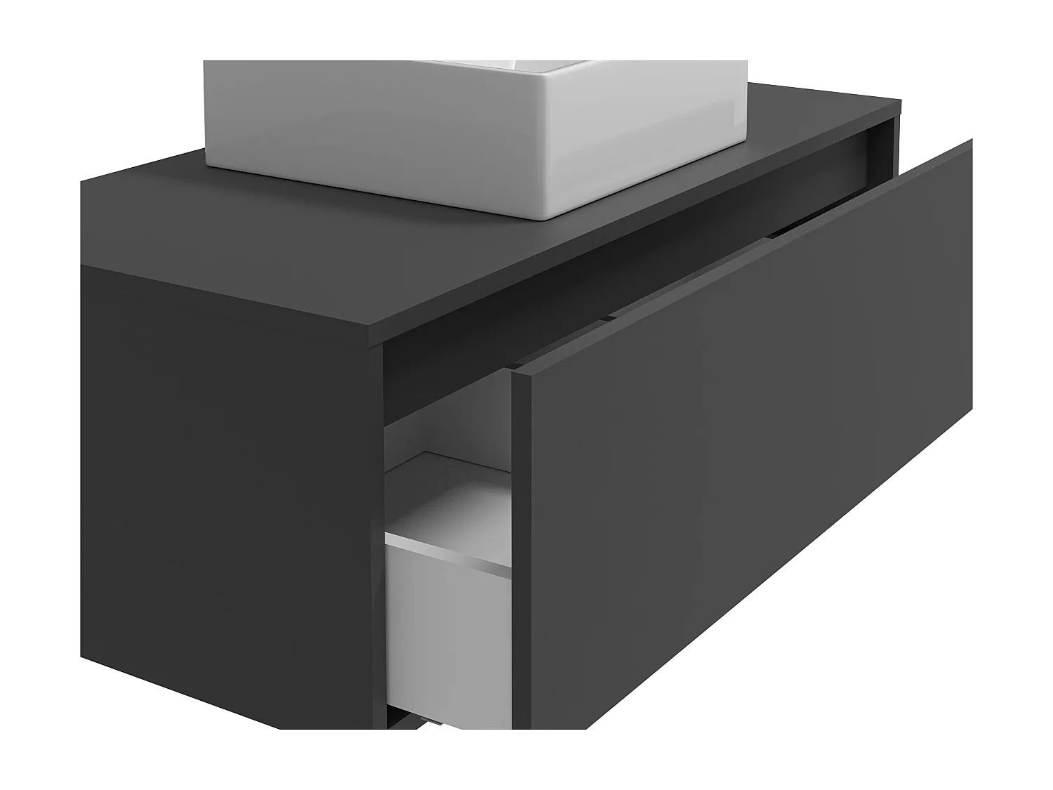 Mobile per bagno sospeso con lavabo singolo 94 cm Antracite - TEANA II