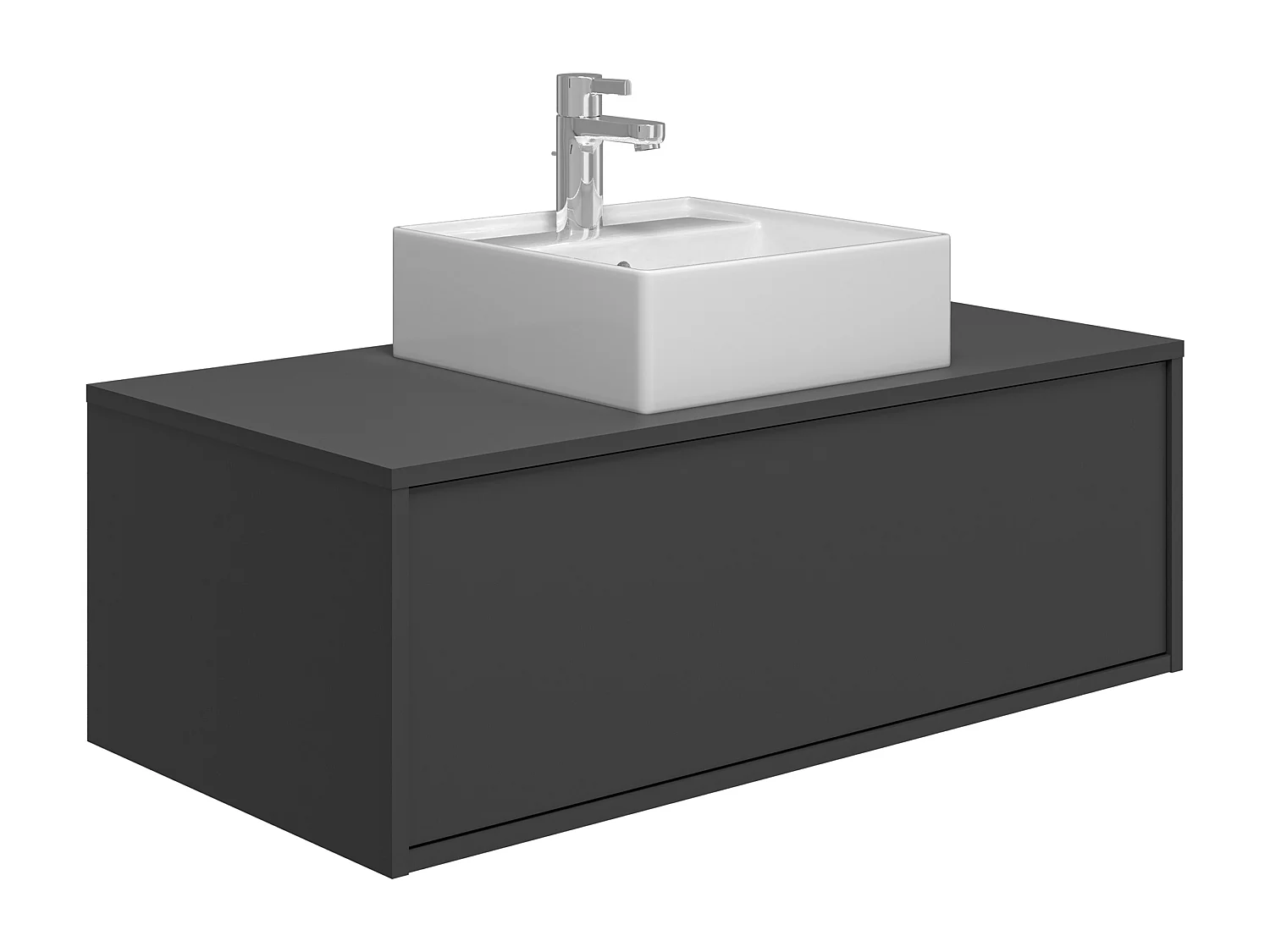 Mobile per bagno sospeso con lavabo singolo 94 cm Antracite - TEANA II