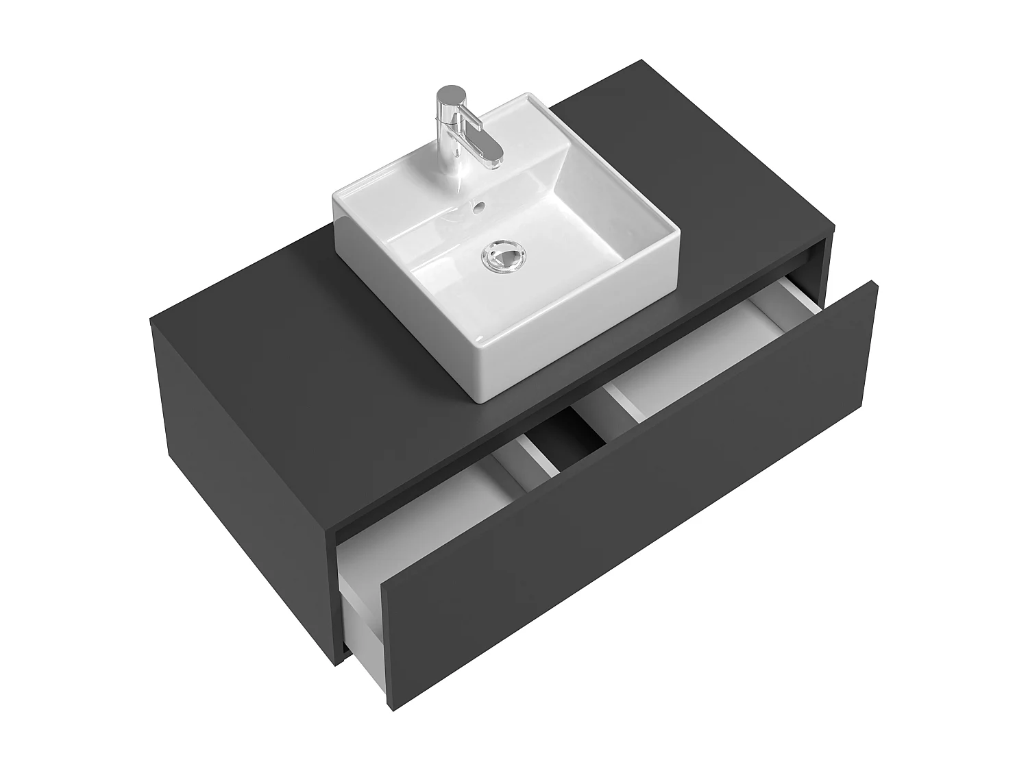 Mobile per bagno sospeso con lavabo singolo 94 cm Antracite - TEANA II