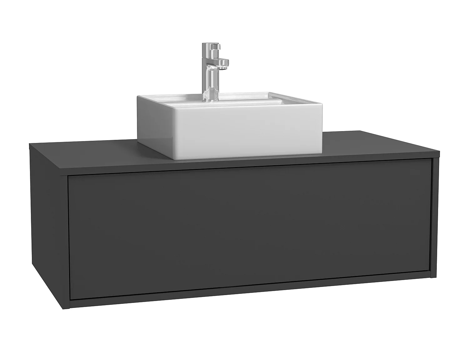 Mobile per bagno sospeso con lavabo singolo 94 cm Antracite - TEANA II