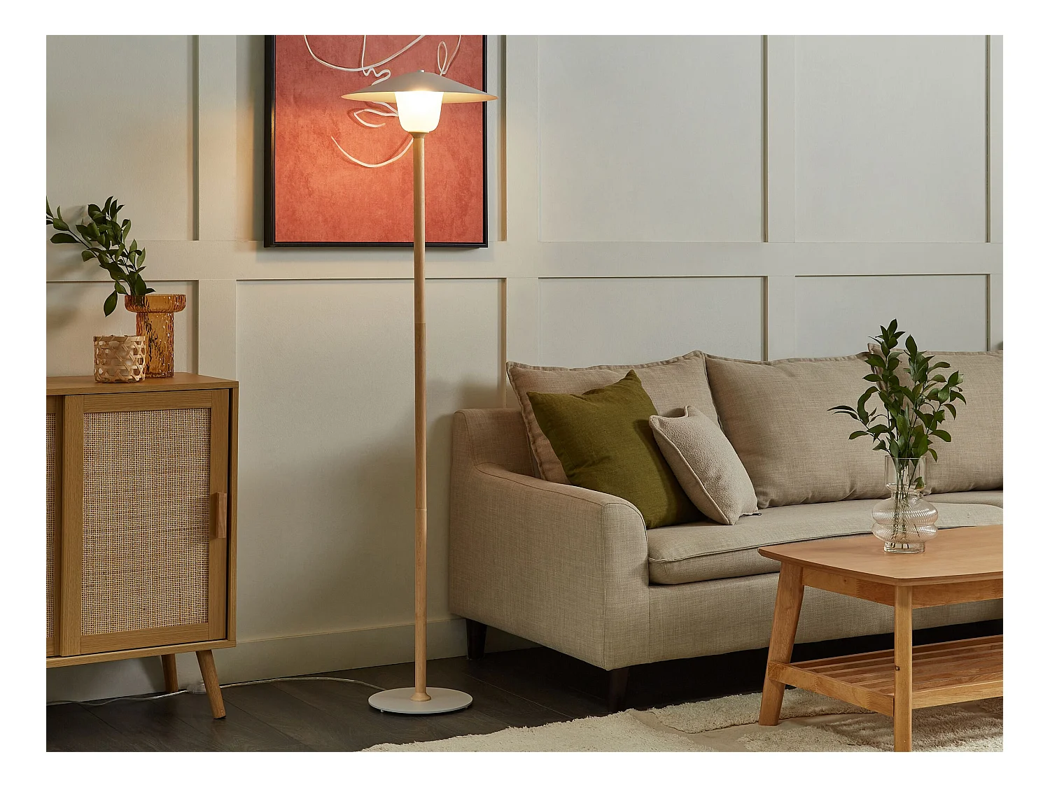 Lampa podłogowa MOPPY Drewno dębowe Biały