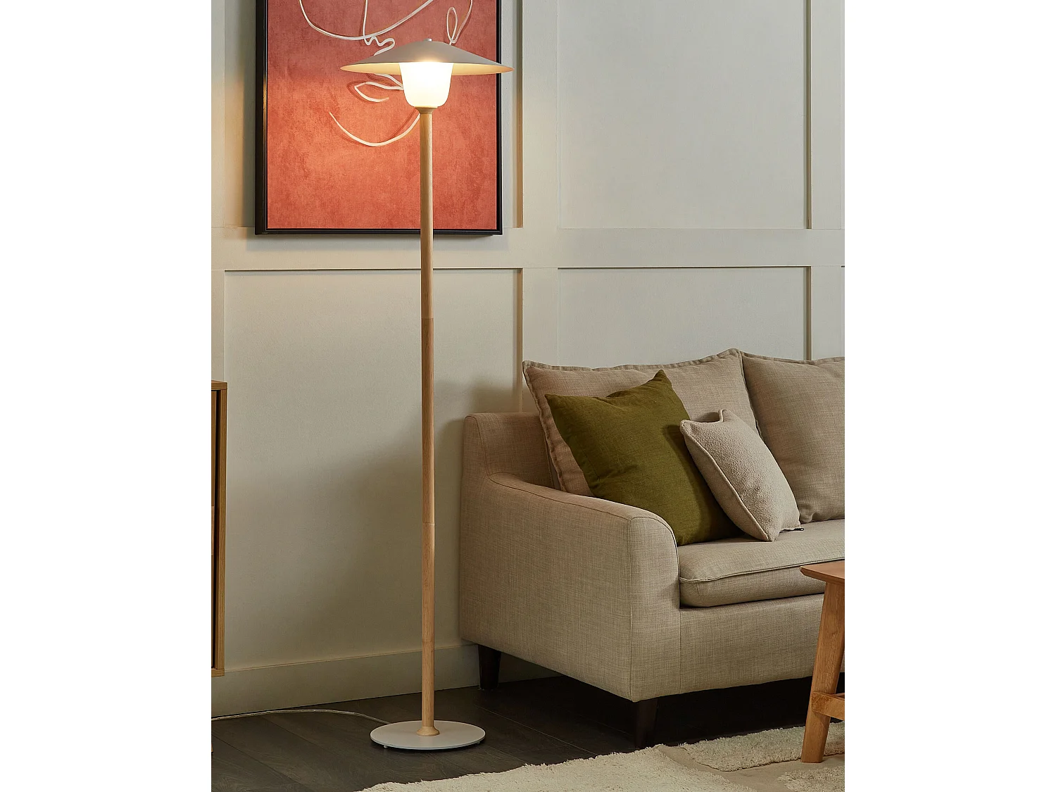 Lampadaire MOPPY Bois de chêne Blanc