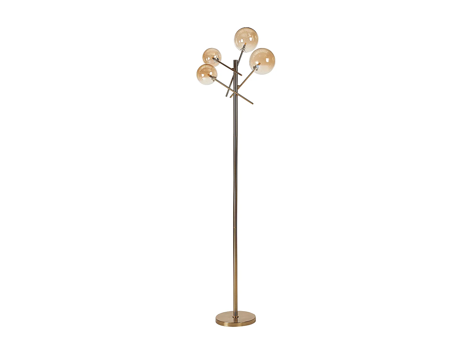 Stehlampe Metall und Glas gold rund mit 4 Schirmen Kugelform 157cm modern Tamesi