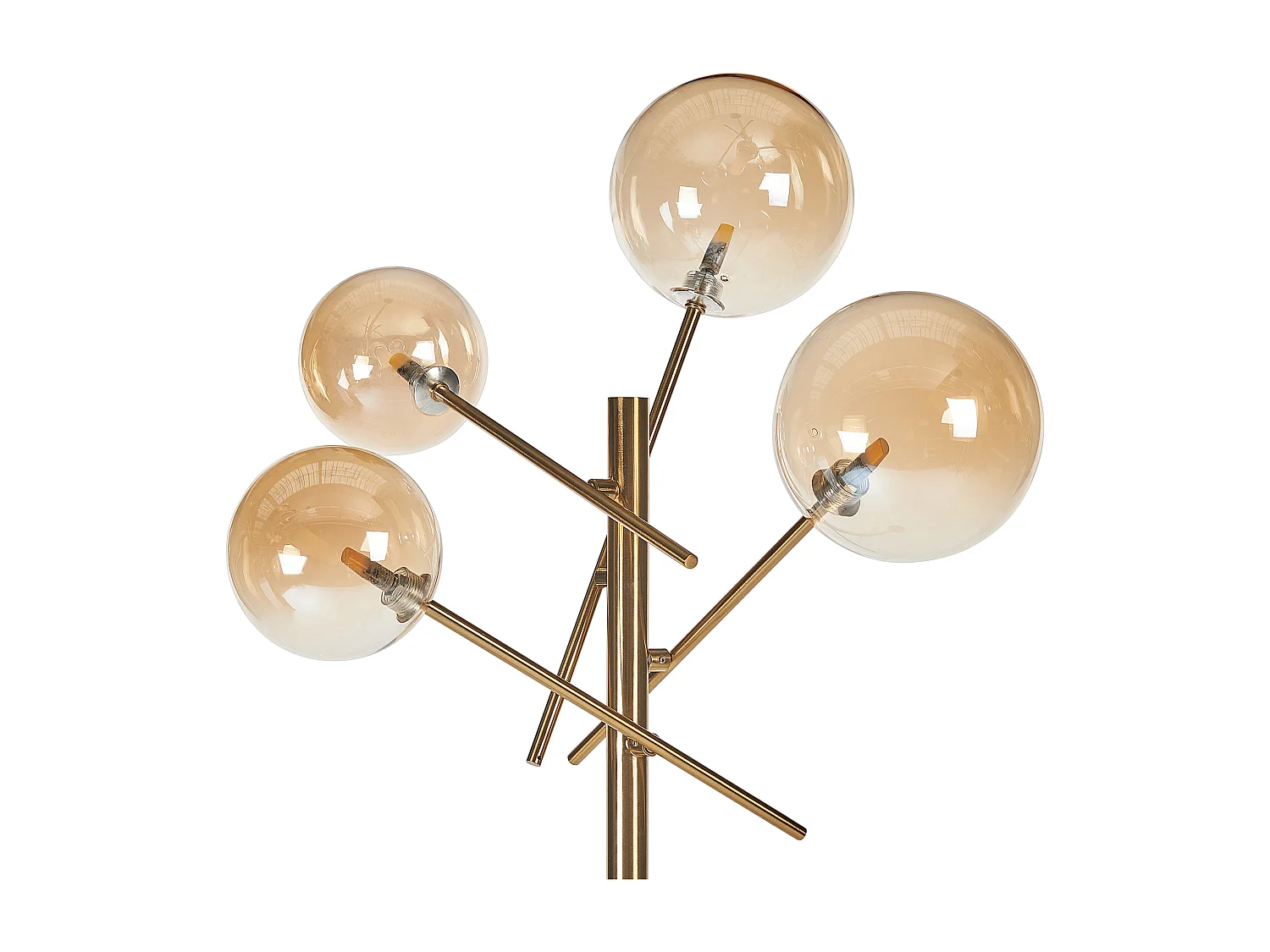 Stehlampe Metall und Glas gold rund mit 4 Schirmen Kugelform 157cm modern Tamesi