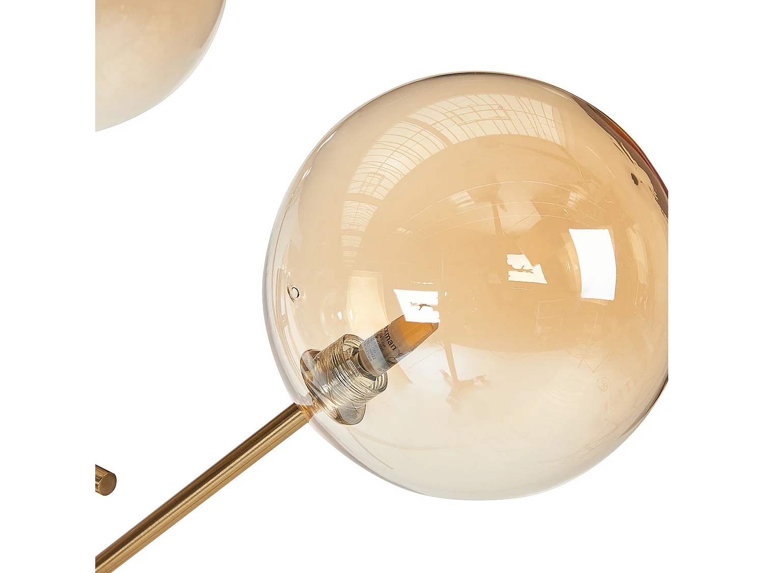 Stehlampe Metall und Glas gold rund mit 4 Schirmen Kugelform 157cm modern Tamesi