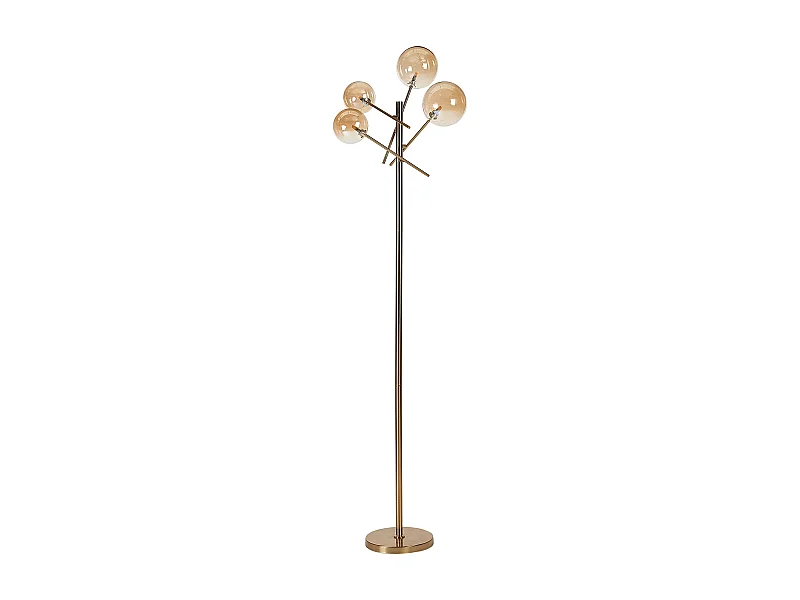 Stehlampe Metall und Glas gold rund mit 4 Schirmen Kugelform 157cm modern Tamesi