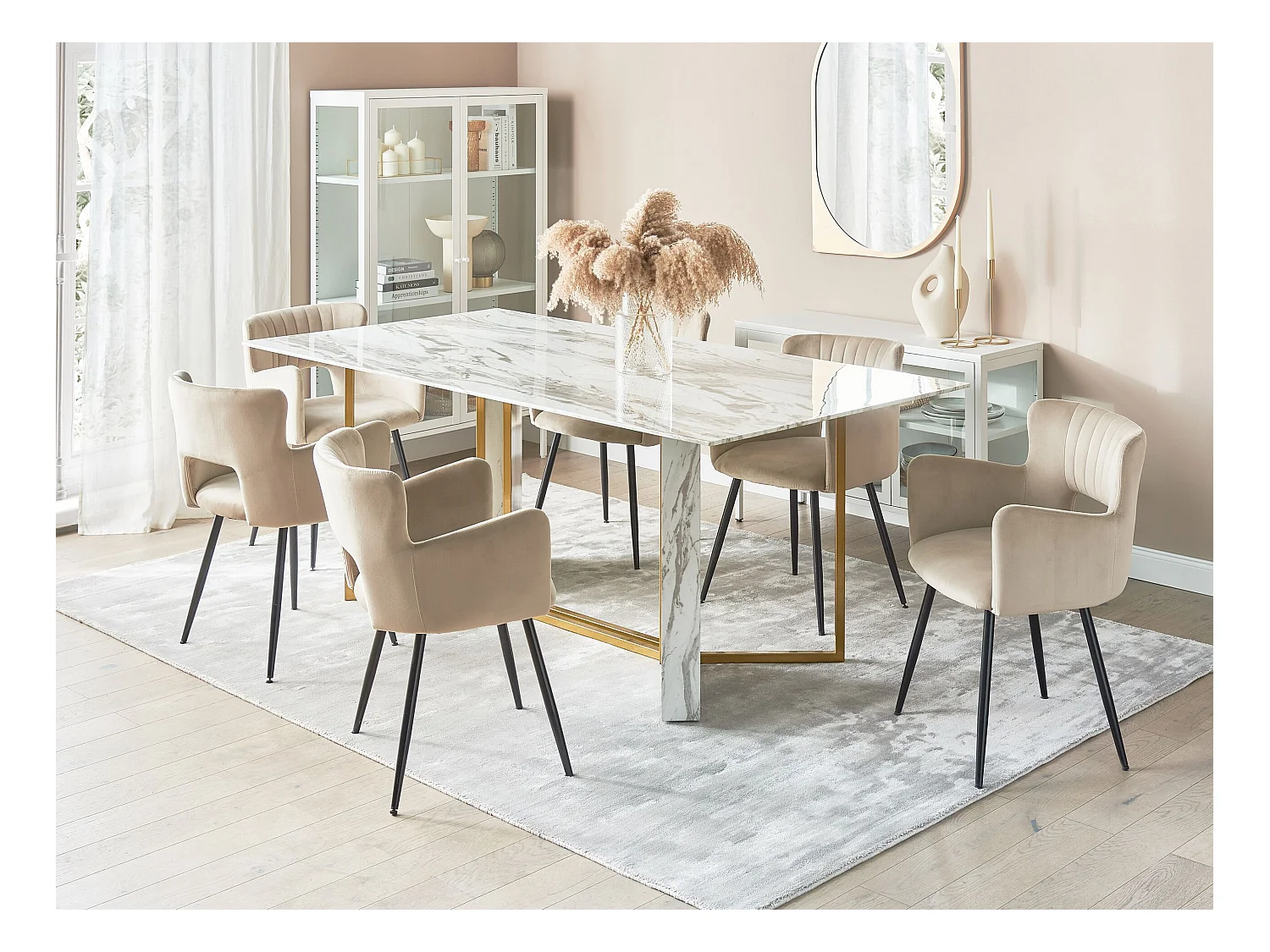 Table de repas CALCIO Marbre blanc 200 cm 100 cm