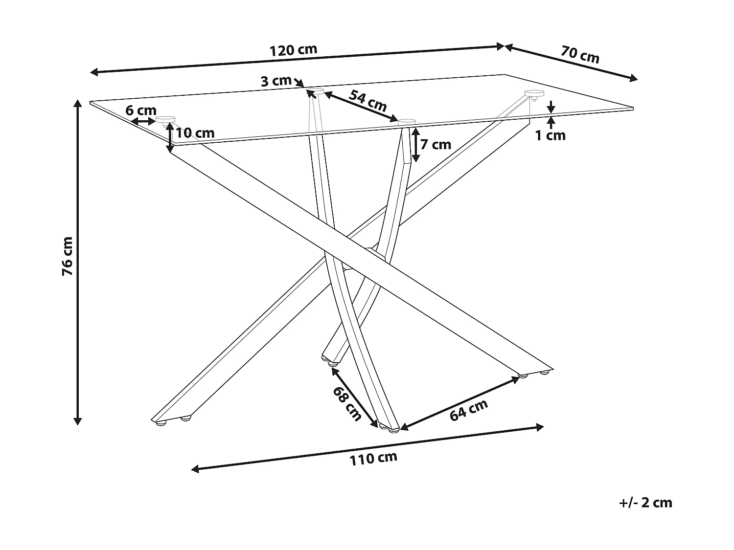 Table de repas MARAMO Doré 120 cm 70 cm Verre de sécurité