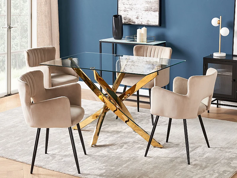 Eettafel MARAMO Goud 120 cm 70 cm Veiligheidsglas