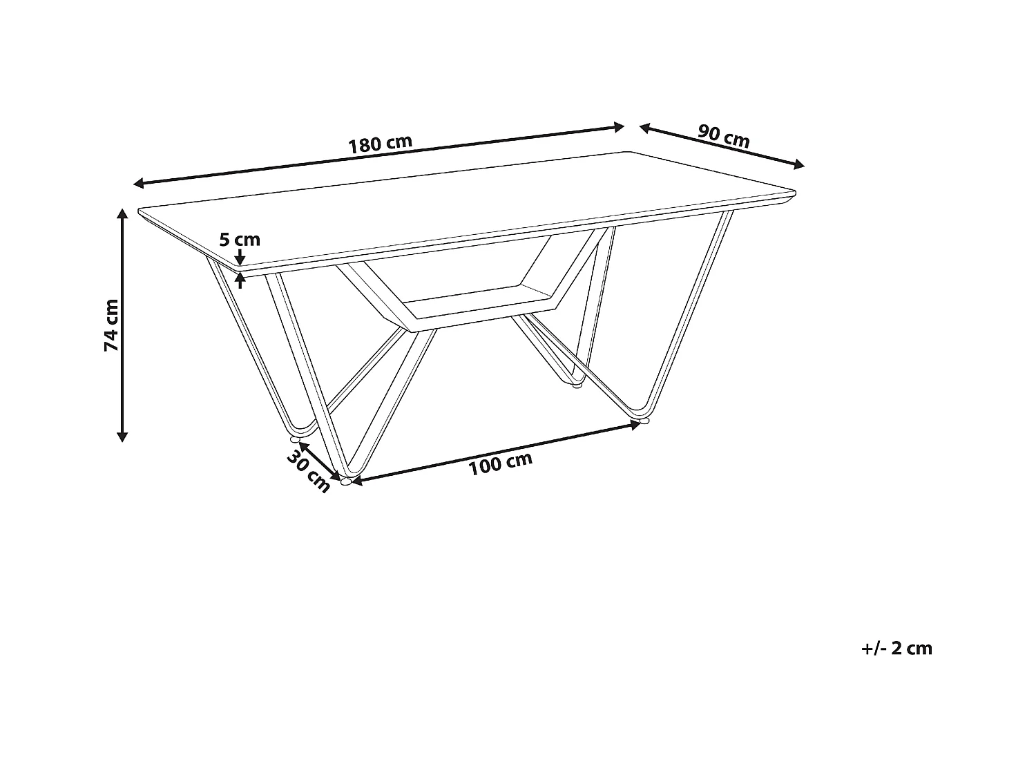 Table de repas BANDURA Gris 180 cm 90 cm
