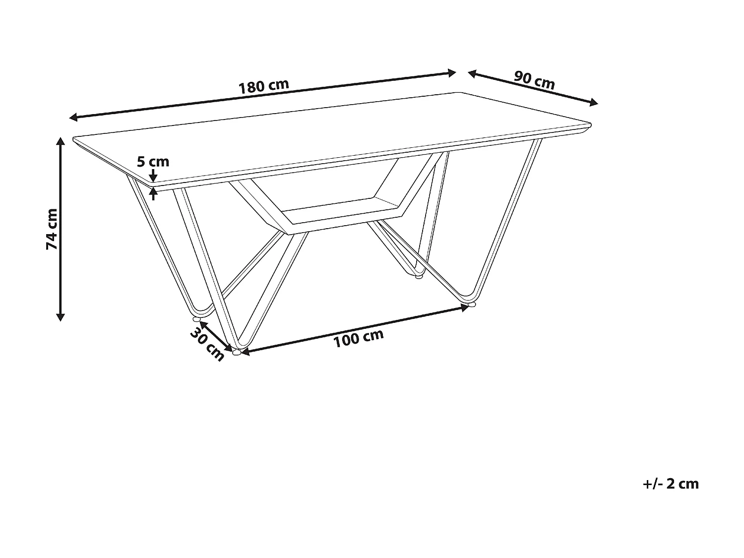 Table de repas BANDURA Gris 180 cm 90 cm