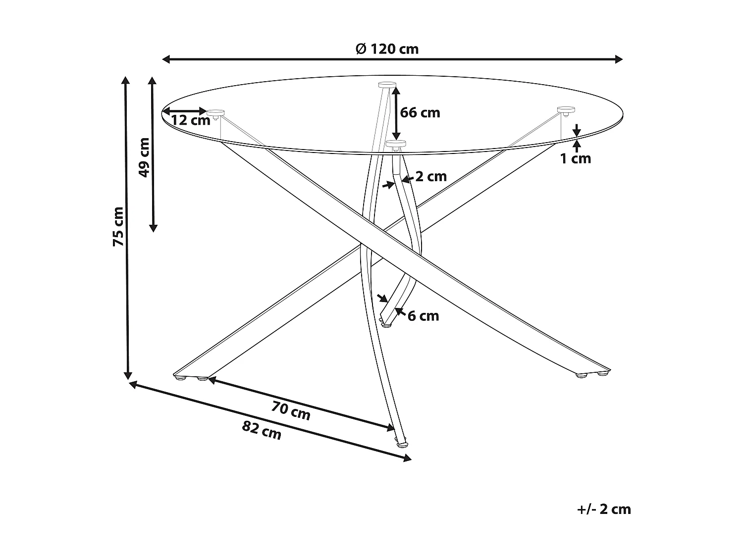 Esstisch MARAMO Gold 120 cm 120 cm Sicherheitsglas