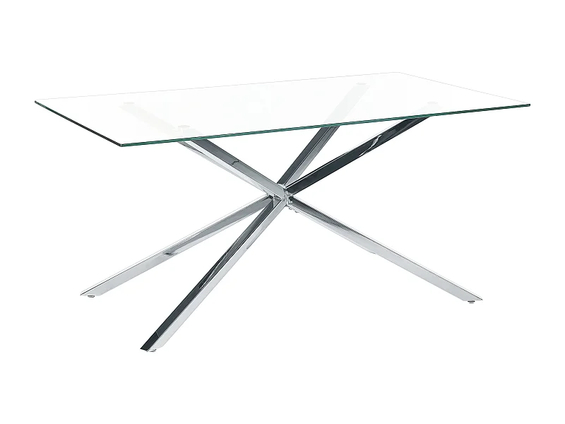 Stół do jadalni CORA Srebrny 160 cm 90 cm Szkło hartowane
