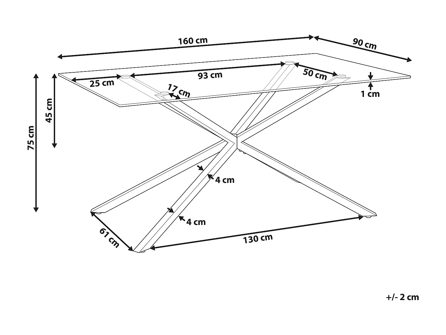 Table de repas CORA Argenté 160 cm 90 cm Verre de sécurité
