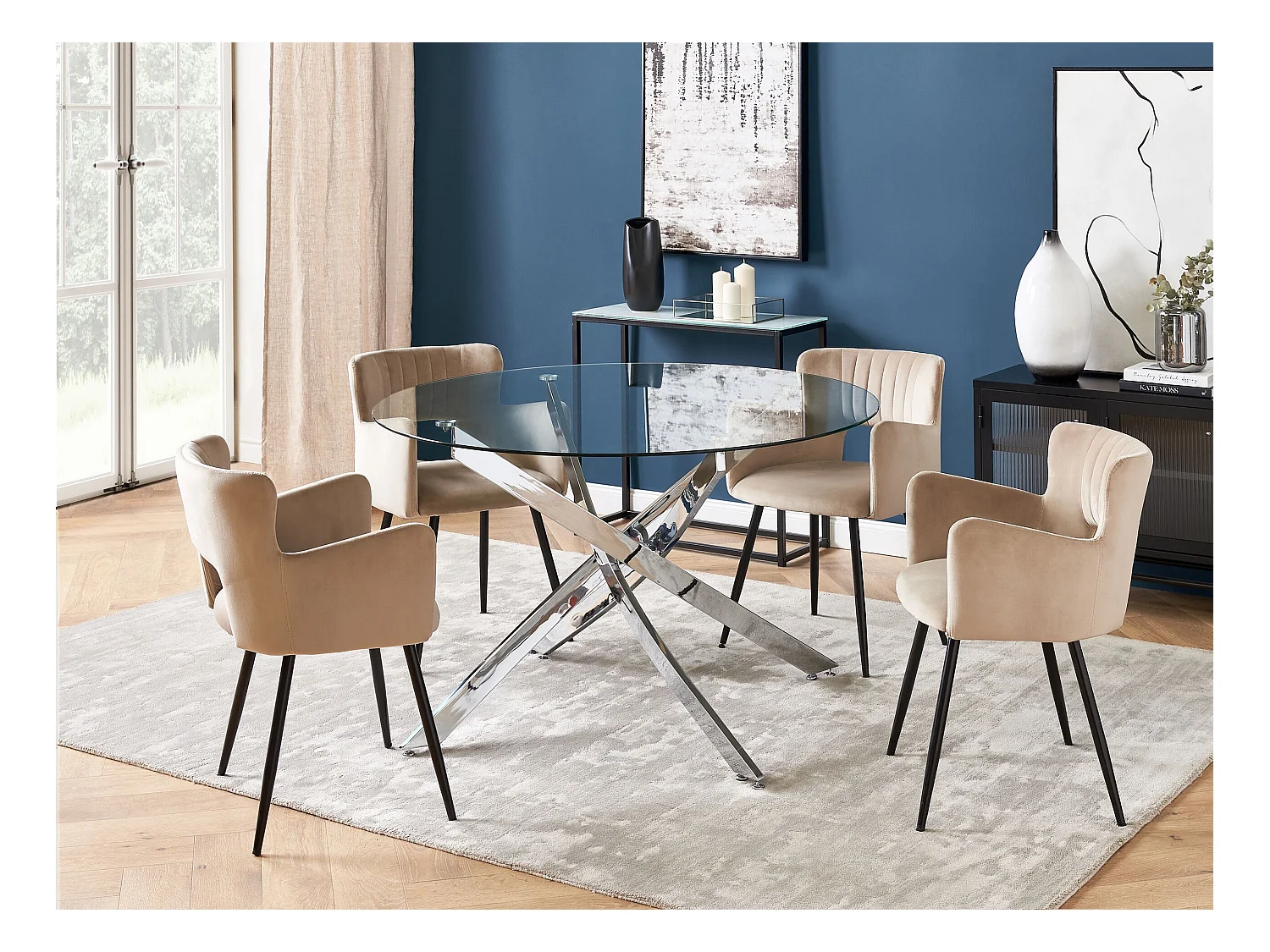 Table de repas MARAMO Argenté 120 cm 120 cm Verre de sécurité