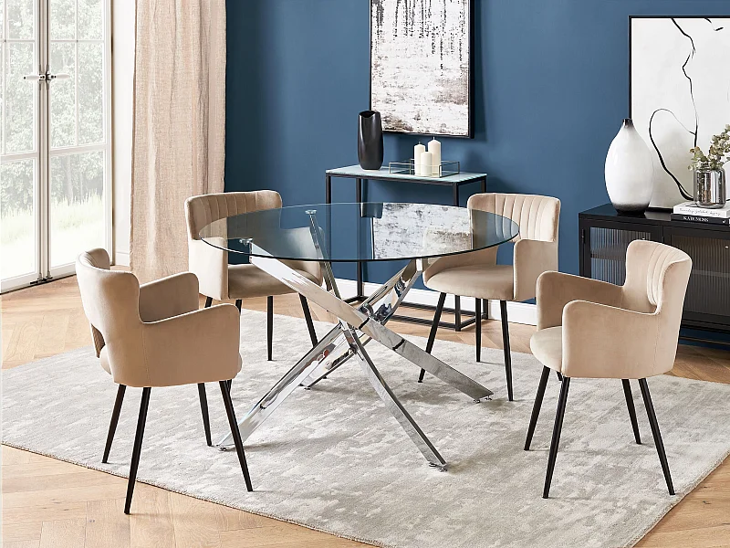 Table de repas MARAMO Argenté 120 cm 120 cm Verre de sécurité