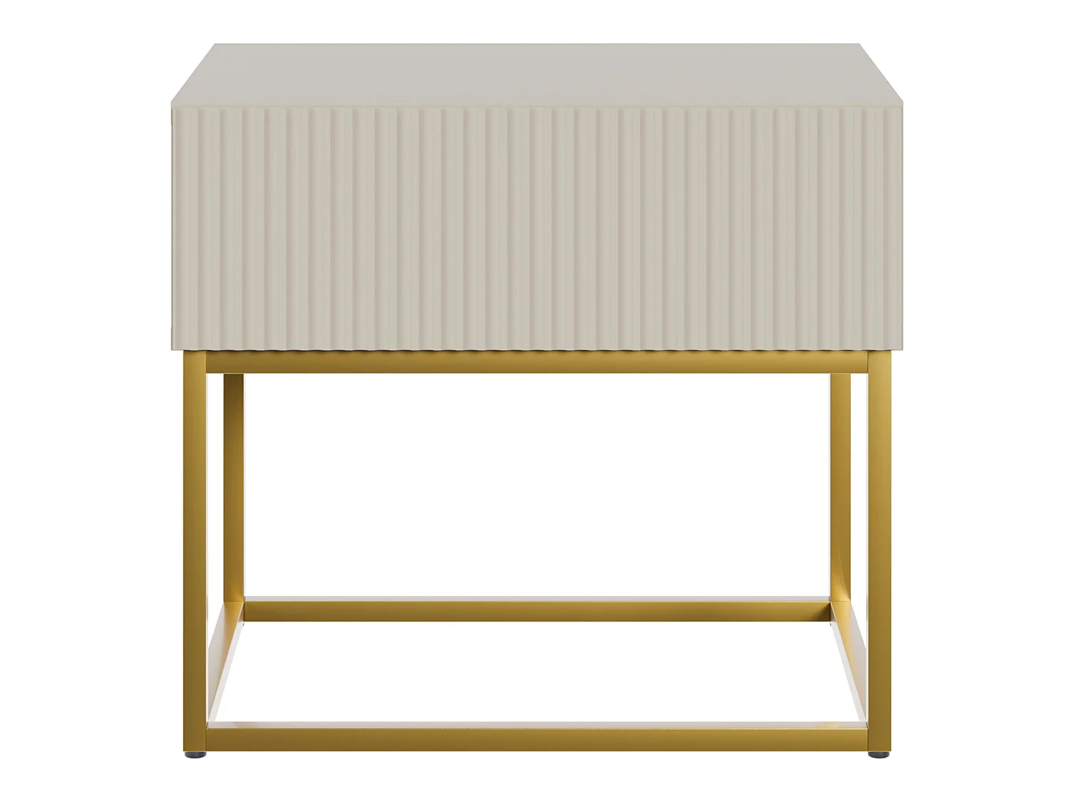 Mesita de noche con cajón - 50 cm - gris beige taupe con pies de metal dorado - VELDIO