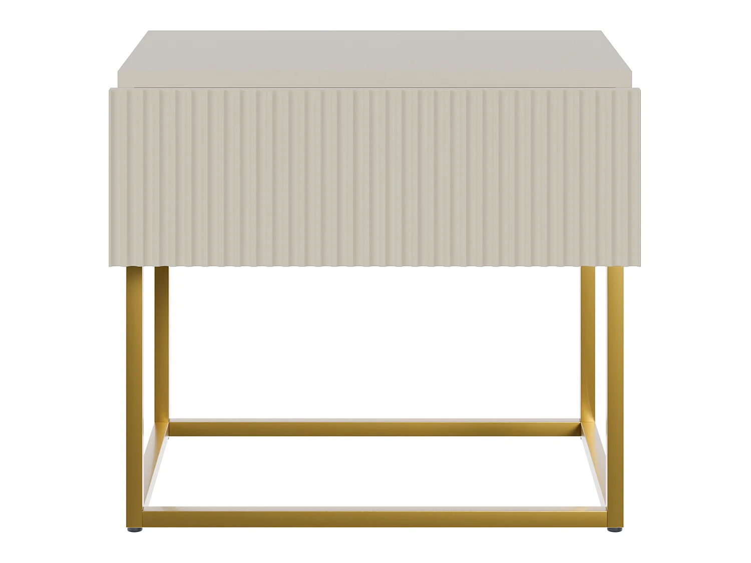 Mesita de noche con cajón - 50 cm - gris beige taupe con pies de metal dorado - VELDIO