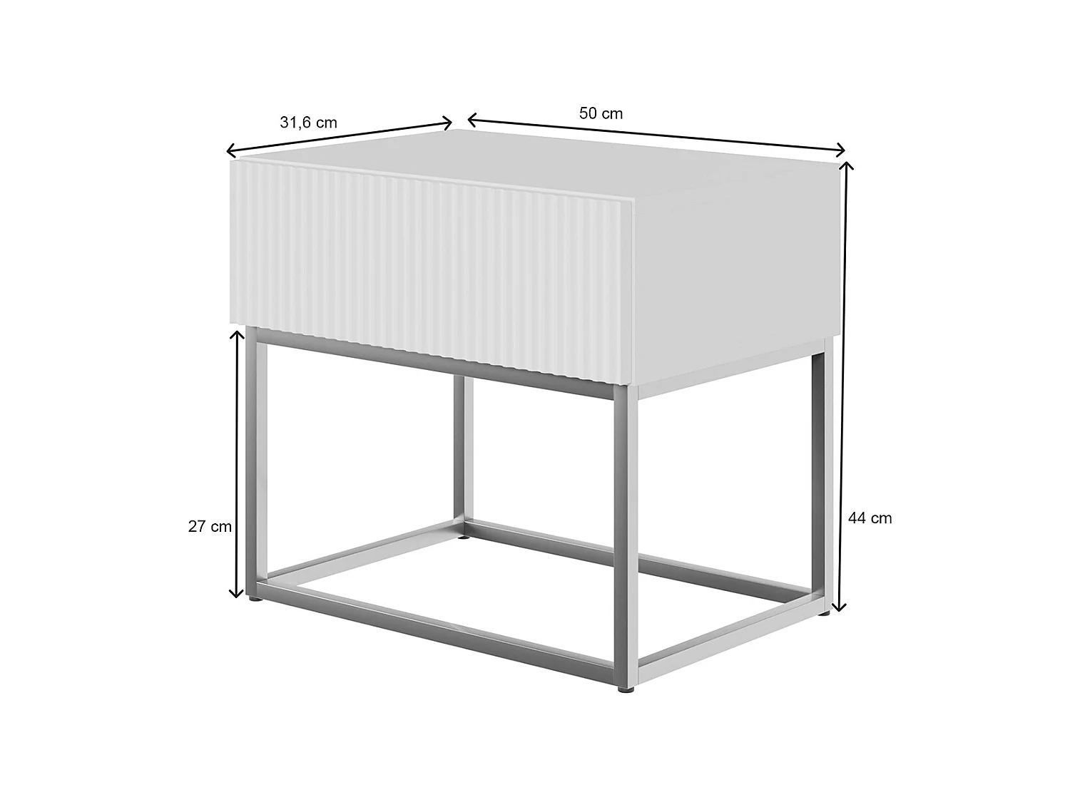 Mesita de noche con cajón - 50 cm - gris beige taupe con pies de metal dorado - VELDIO