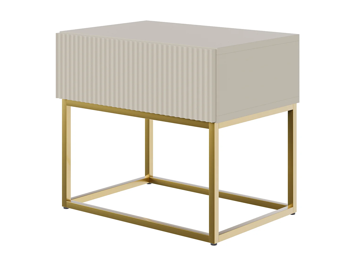 Nachttisch - 50 cm - Taupe (Grau-Beige) mit goldenen Beinen - VELDIO