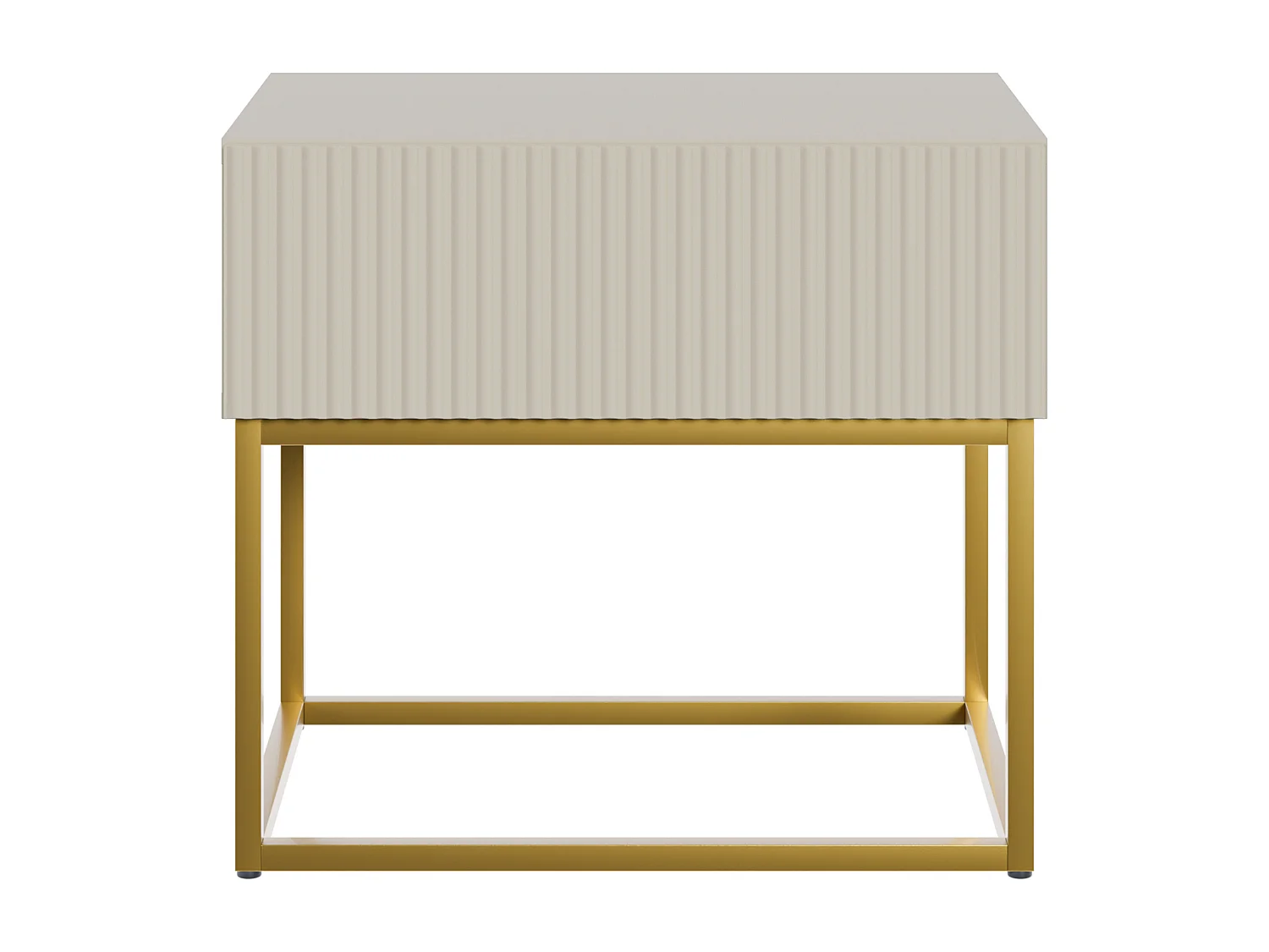 Nachttisch - 50 cm - Taupe (Grau-Beige) mit goldenen Beinen - VELDIO