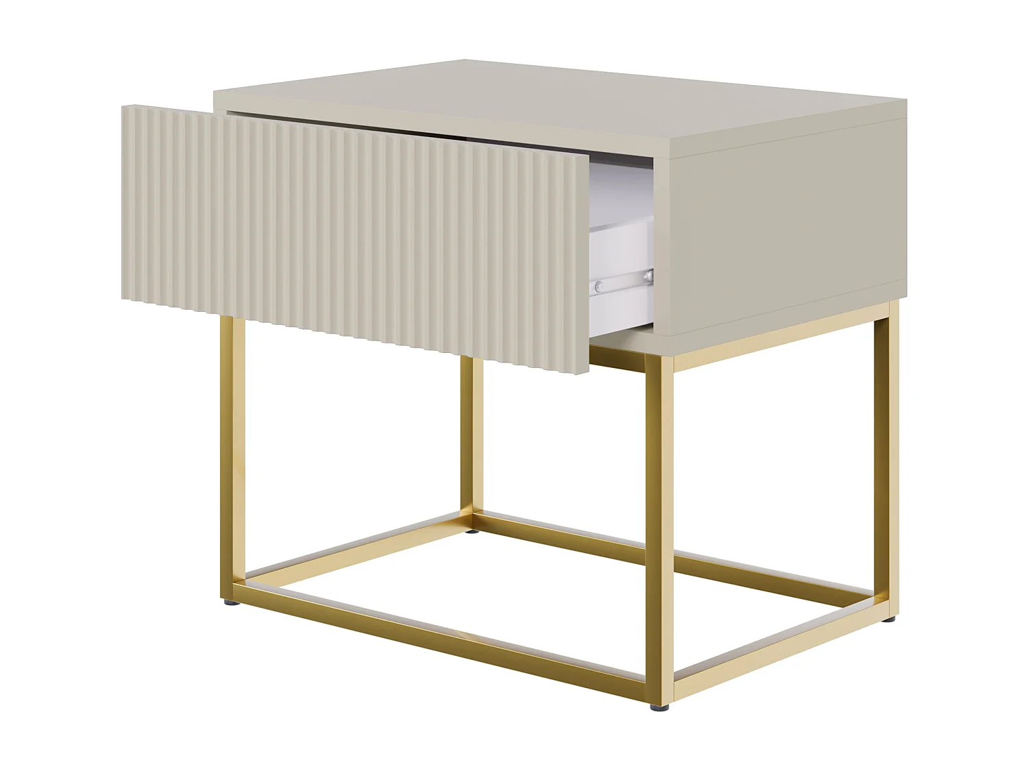 Nachttisch - 50 cm - Taupe (Grau-Beige) mit goldenen Beinen - VELDIO