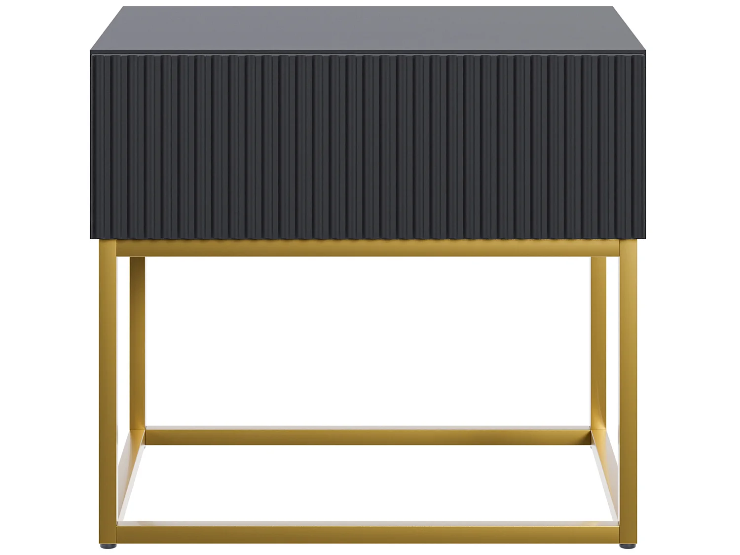 Table de chevet - 50 cm - noir avec pieds dorés - VELDIO
