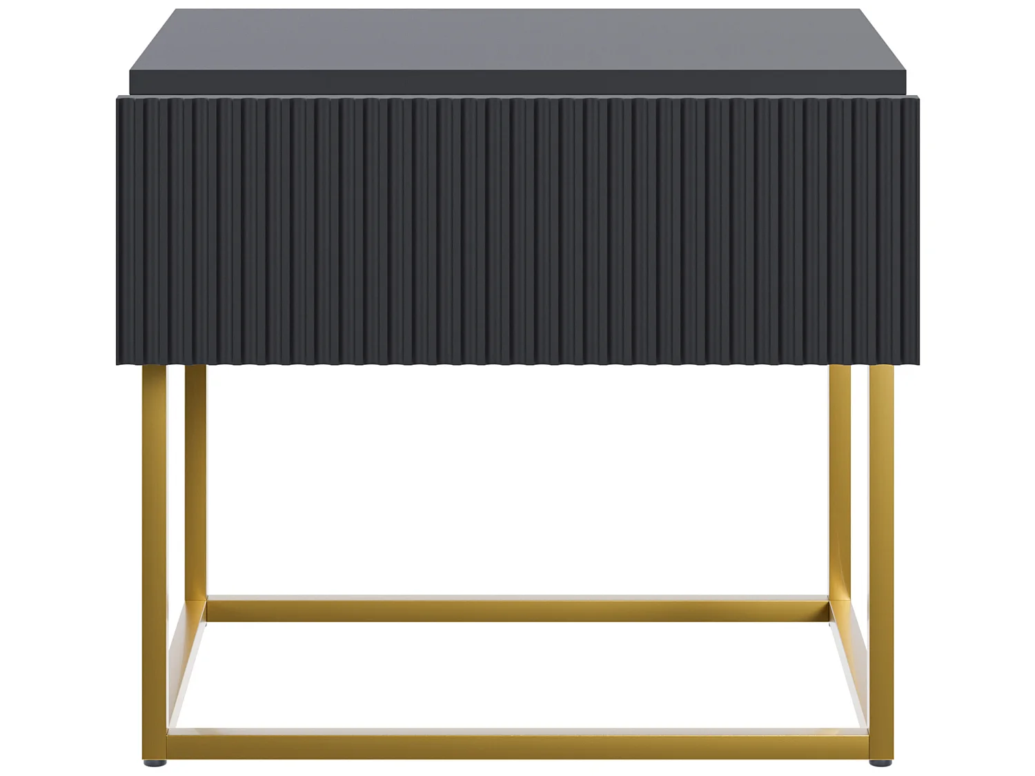 Table de chevet - 50 cm - noir avec pieds dorés - VELDIO