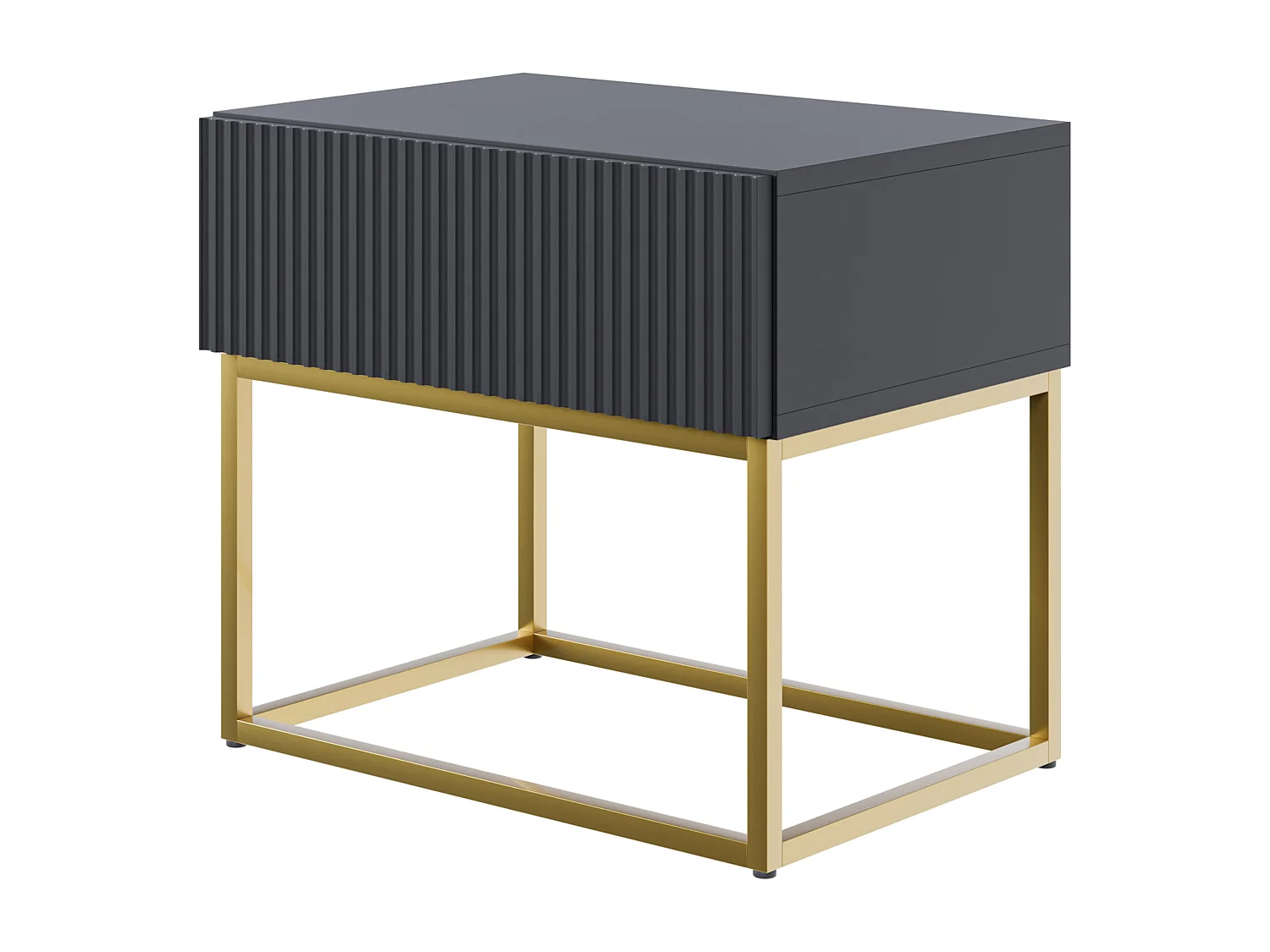 Nachttisch - 50 cm - schwarz mit goldenen Beinen - VELDIO