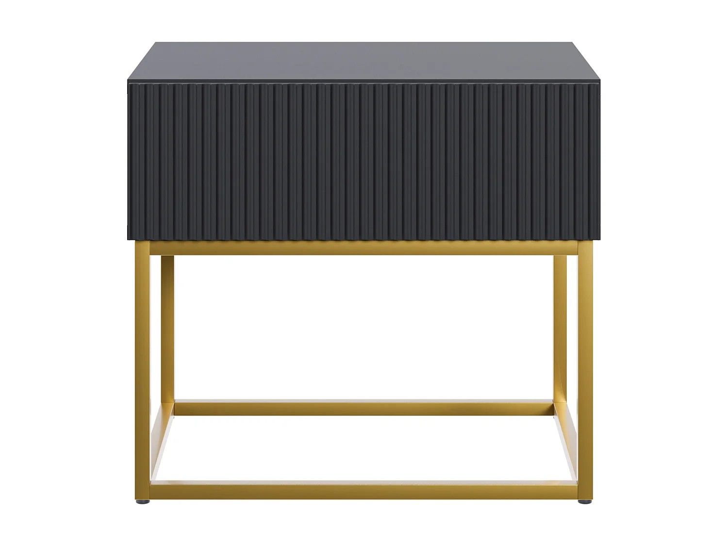Nachttisch - 50 cm - schwarz mit goldenen Beinen - VELDIO