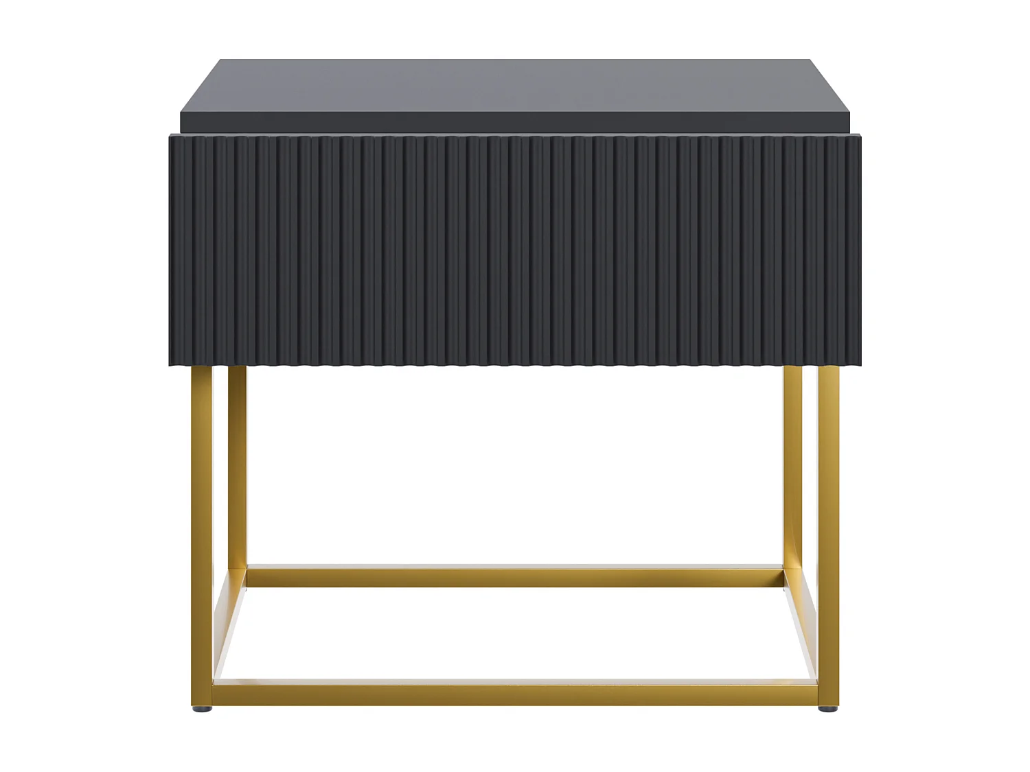 Nachttisch - 50 cm - schwarz mit goldenen Beinen - VELDIO
