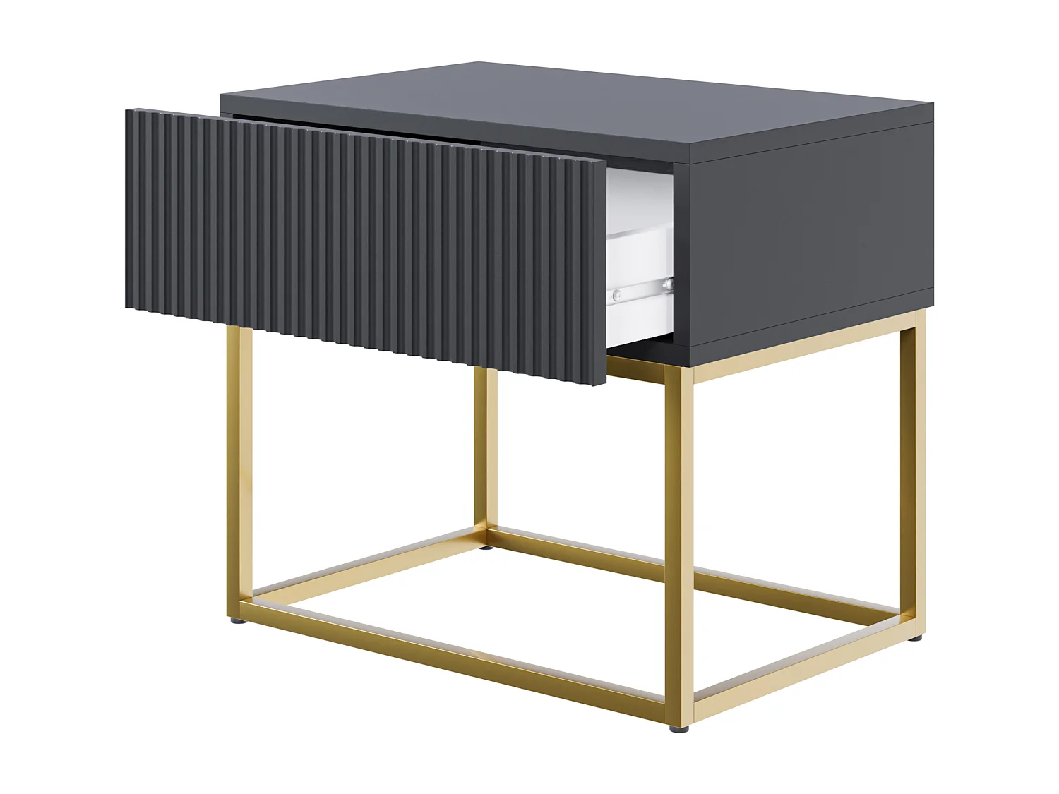 Nachttisch - 50 cm - schwarz mit goldenen Beinen - VELDIO