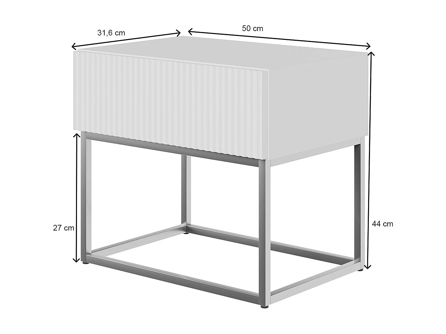 Nachttisch - 50 cm - schwarz mit goldenen Beinen - VELDIO