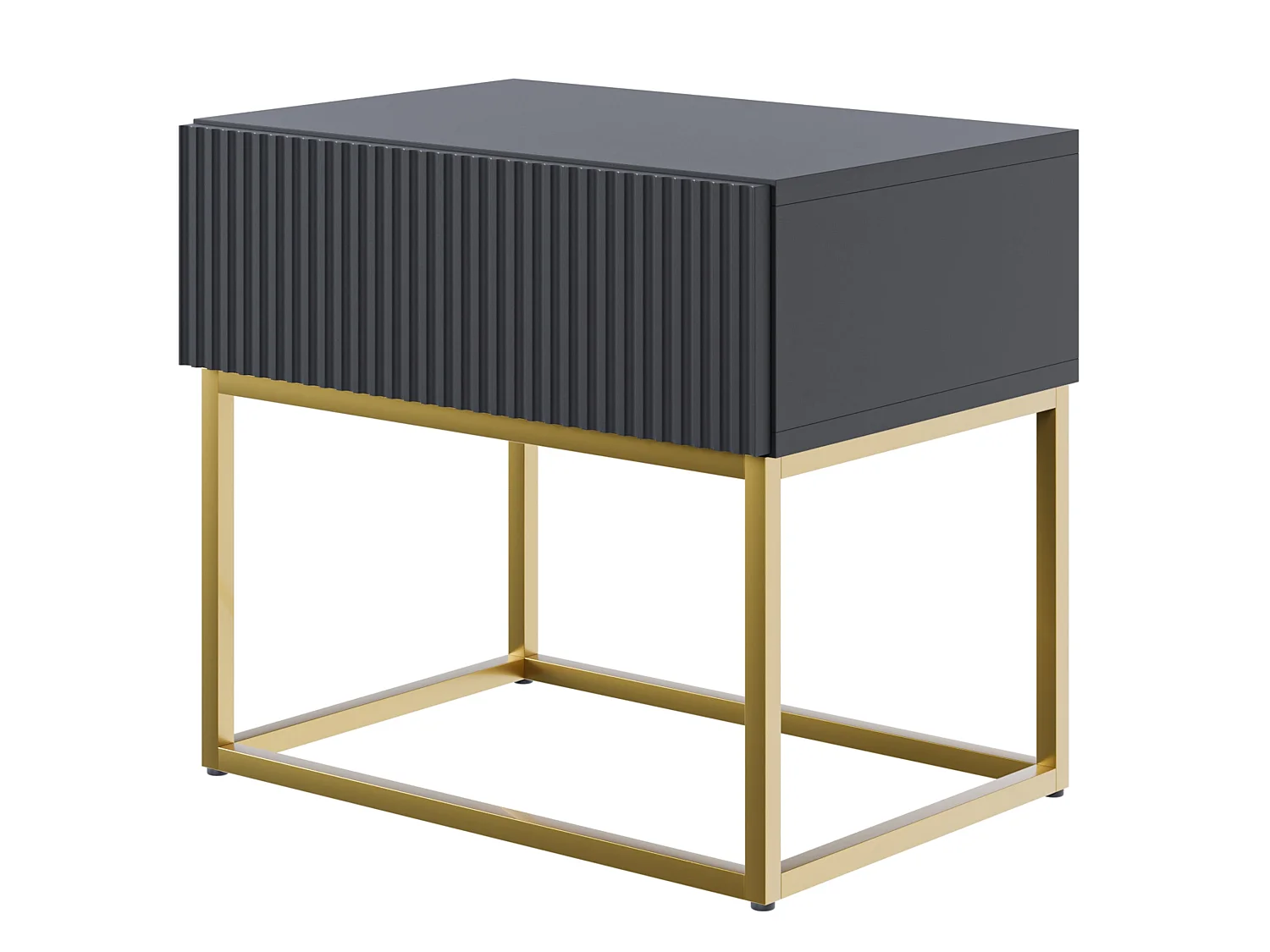 Table de chevet - 50 cm - noir avec pieds dorés - VELDIO