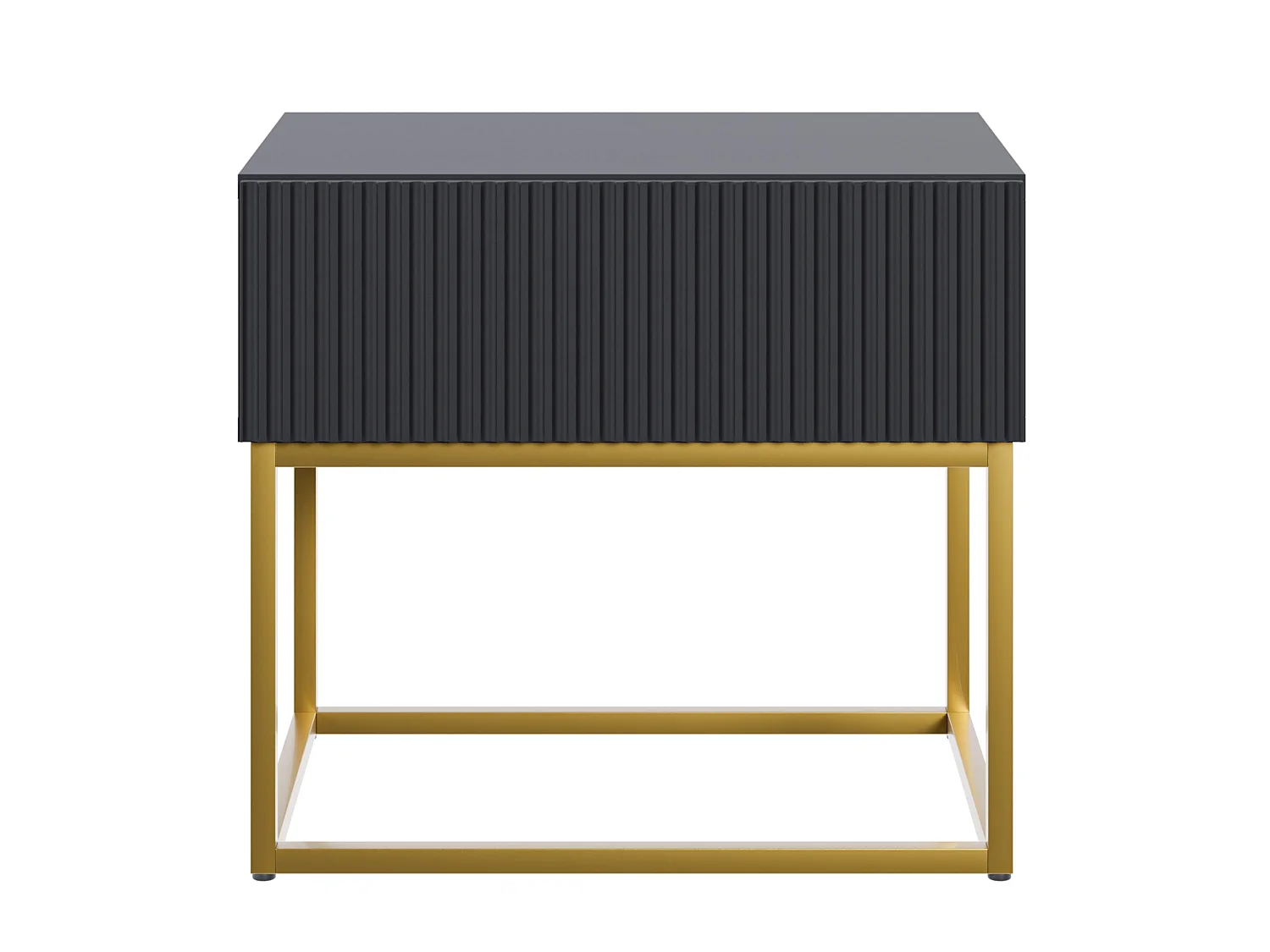 Table de chevet - 50 cm - noir avec pieds dorés - VELDIO